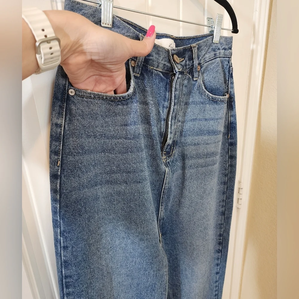 KanCan Denim Skirt with Front Slit – High Rise Blue Jean | Size Medium